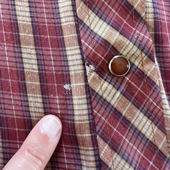 Wrangle Vintage Pearl Snap Button Down men’s plaid Shirt USA Size Large - Picture 7 of 8